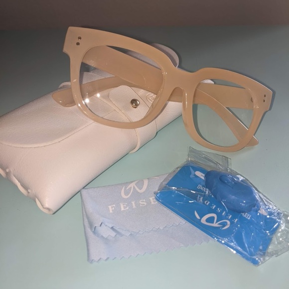 FEISEDY Retro Square Thick Big Frame Blue Light Blocking Reading Glasses 1.50x - Picture 1 of 5
